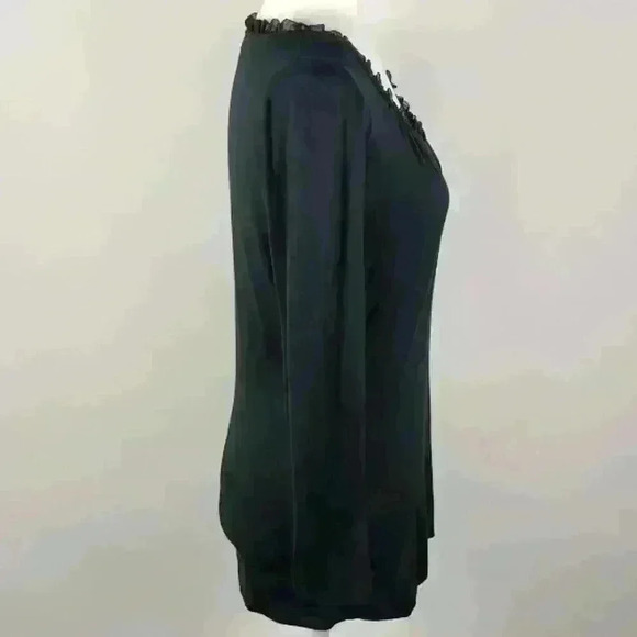 Talbots Black Top Gathered Scoop Ruffles Neckline - Picture 5 of 11